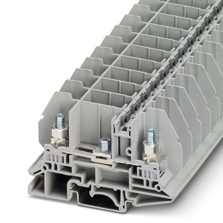 Phoenix Contact 3076714 RBO 5-T-B-HEX Series Test Disconnect Terminal Block Grey, 10mm², 1-Level, Bolt