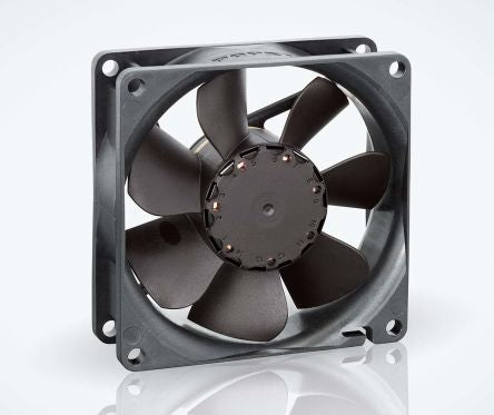 ebm-papst 8400 N Series Axial Fan, 24V dc, 79 m³/h, 2.8 W, 120 mA Max, IP20 80 mm 80mm 25 mm
