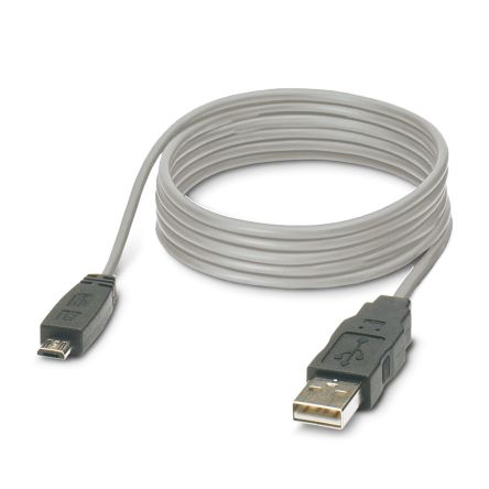 Phoenix Contact USB Cable, Male USB Type A to Male Micro USB Type B, 2 m