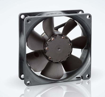 ebm-papst 8400 N Series Axial Fan, 24V dc, 79 m³/h, 2.4 W, 100 mA Max, IP20 80 mm 80mm 25 mm