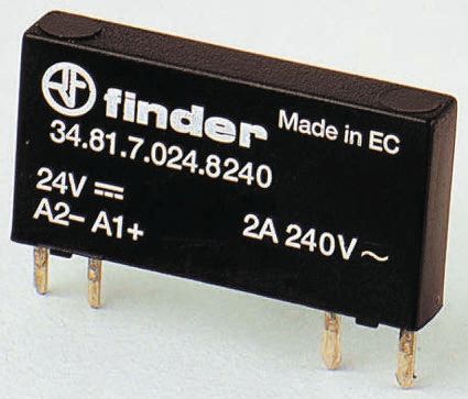 Finder 34 Series Solid State Relay, 2 A Load, PCB Mount, 240 V ac Load, 72V Control
