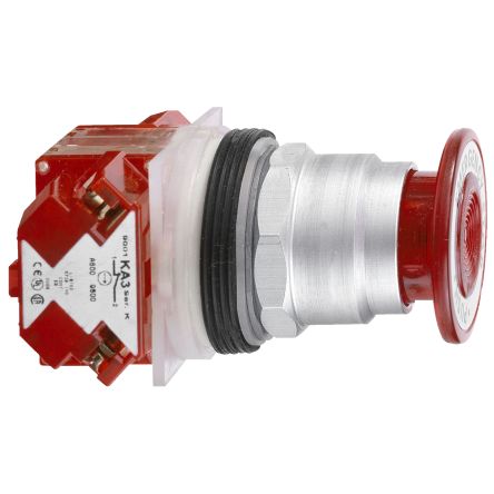 Schneider Electric Harmony Series Push Button Switch, Spring Return, Panel, 30 mm Cutout, SPST, Red LED, IP66, 125 V dc