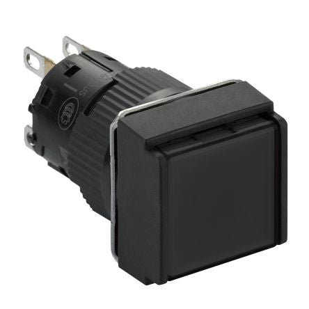 Schneider Electric Harmony Series Push Button Switch, Spring Return, Panel, 16 mm Cutout, SPDT, Black LED, IP65