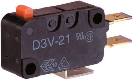 Omron Roller Lever Micro Switch, Tab Terminal, 16 A, 250 V ac, SPCO, IP40