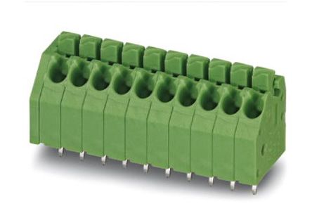 Phoenix Contact PTSA 1.5/10-3.5-F Series 45° PCB Terminal Block, 10 Contact(s), 3.5 mm Pitch, 1 Row