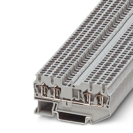 Phoenix Contact 3031186 ST 1.5-QUATTRO Series Feed Through Terminal Block Grey, 1.5mm², 1-Level, Spring Cage