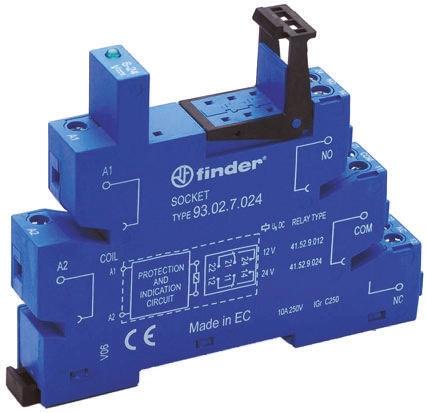 Finder 93 5 Way 250V ac DIN Rail Relay Socket, for use with 41 Series