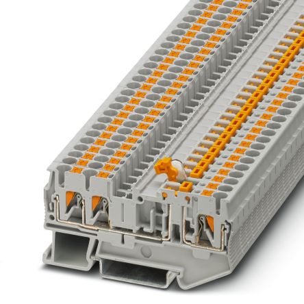 Phoenix Contact 3210169 PT 2.5-TWIN-MT Series Knife Disconnect Terminal Block Grey, 0.14mm², 4 mm², 1-Level, Push-in