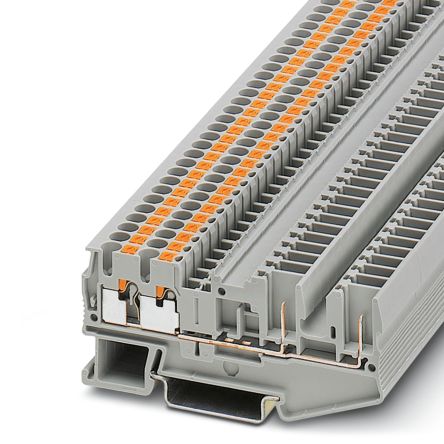 Phoenix Contact 3209662 PT 2.5-QUATTRO/2P Series DIN Rail Terminal Block Grey, 0.14mm², 4 mm², 1-Level, Push-in