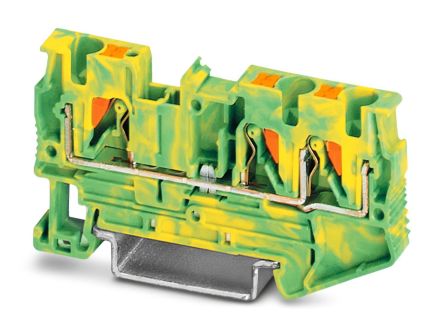 Phoenix Contact 3-Way PT 4-TWIN-PE Earth Terminal Block, 0.2mm², 6 mm², 10AWG, 24 AWG Wire, Push-in, Polyamide Housing