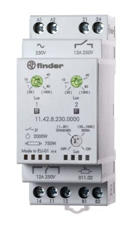 Finder Timer Light Switch 11, 2-Channel 230V ac