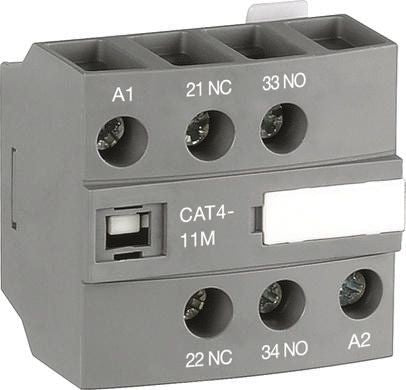 ABB Auxiliary Contact, 2 Contact, 1 NO/1 NC, Cat4, Front, 6 A, 690V ac, 1SBN010151R1111 CAT4-11M