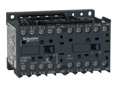 Schneider Electric TeSyS K Reversing Contactor, 24V dc Coil, 3-Pole, 12 A, 4 kW 24V dc, 3 NO, 690V ac
