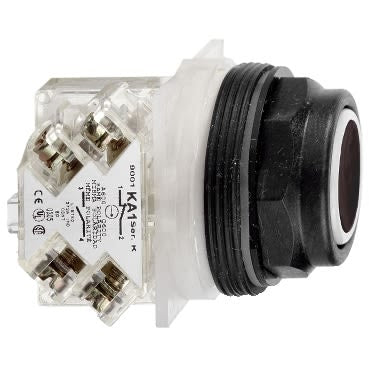 Schneider Electric Harmony 9001SK Series Illuminated Push Button Switch, Spring Return, Panel, 30 mm Cutout, SPDT, Black