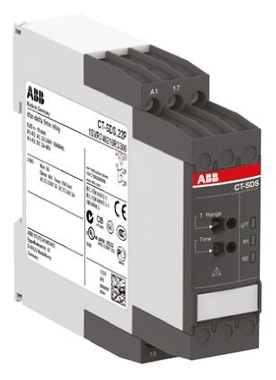 ABB DIN Rail Timer Relay, 2-Contact, 48 V dc 24V ac, 240 V ac, 0.05 s to 10 min, 1-Function, DPST Switch Configuration