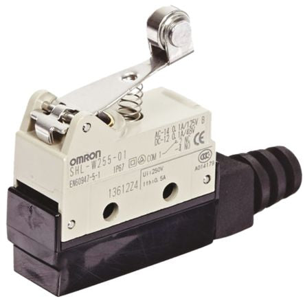 Omron SHL Series Roller Lever Limit Switch, SPDT, IP67, Metal Housing, 250V ac, 2A