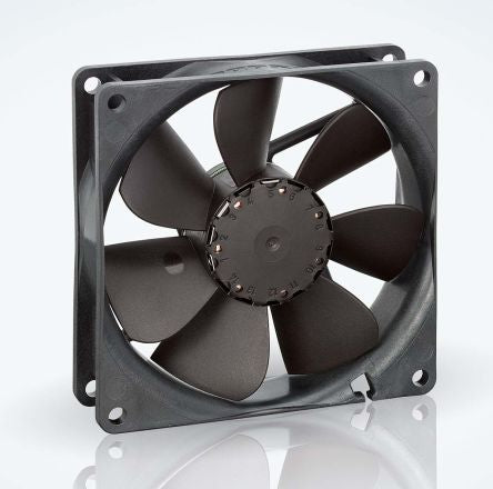 ebm-papst 3400 N Series Axial Fan, 12V dc, 61 m³/h, 1.1 W, 91 mA Max, IP20 92 mm 92mm 25 mm