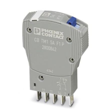 Phoenix Contact TRABTECH CB TM1 5A F1 P Thermal Circuit Breaker - 1-Pole, Base, 5A Current Rating, 277V ac, 50 V dc