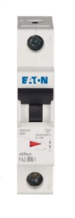 Eaton xEffect FAZ / FAZ6 Miniature Circuit Breaker, 1-Pole, 6A, Type B, 400V ac AC, 6 kA Breaking Capacity