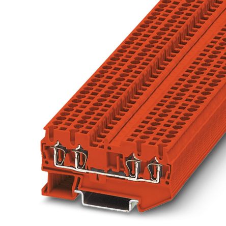 Phoenix Contact 3037410 ST 2.5-QUATTRO RD Series DIN Rail Terminal Block Red, 0.08mm², 4 mm², 1-Level, Spring Cage,
