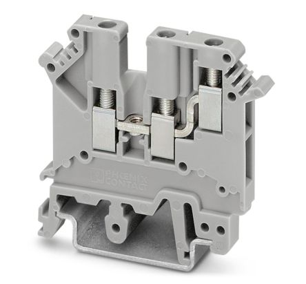 Phoenix Contact 3002225 UK 3-TWIN Series Feed Through Terminal Block Grey, 0.2mm², 2.5 mm², 2-Level, Screw