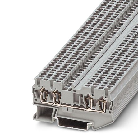 Phoenix Contact 3213124 ST 1.5/S-QUATTRO Series DIN Rail Terminal Block Grey, 0.08mm², 1.5 mm², 1-Level, Spring Cage