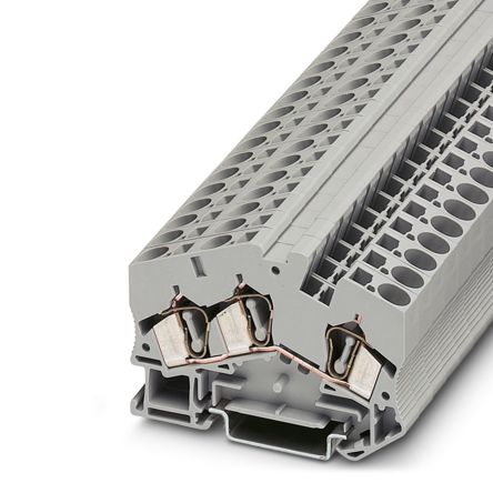 Phoenix Contact 3038150 STS 6-TWIN Series DIN Rail Terminal Block Grey, 0.2mm², 10 mm², 1-Level, Spring Cage
