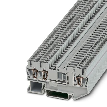 Phoenix Contact 3038448 ST 2.5-TWIN-TG Series DIN Rail Terminal Block Grey, 0.08mm², 4 mm², 1-Level, Spring Cage