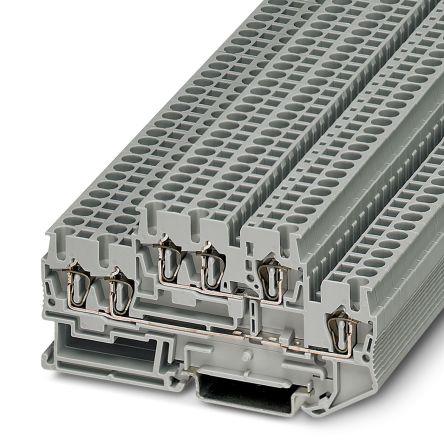 Phoenix Contact 3038516 STTB 2.5-TWIN Series DIN Rail Terminal Block Grey, 0.08mm², 4 mm², 2-Level, Spring Cage