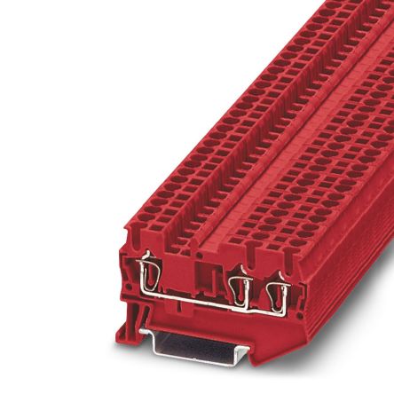 Phoenix Contact 3031995 ST 2.5-TWIN RD Series DIN Rail Terminal Block Red, 0.08mm², 4 mm², 1-Level, Spring Cage, KEMA,