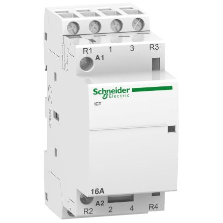 Schneider Electric Acti9 iCT Contactor, 230V ac Coil, 4-Pole, 16 A, 1.3 W 240V, 2 NO/2 NC, 400V ac