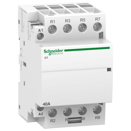 Schneider Electric Acti9 iCT Contactor, 230V ac Coil, 4-Pole, 40 A, 2.1 W 240V, 4 NC, 400V ac