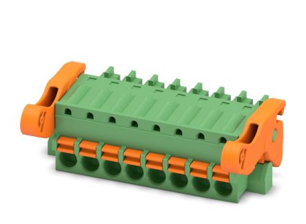 Phoenix Contact FK-MCP 1.5/8-ST-3.81-LR Series Pluggable Terminal Block, 8-Contact, 3.81 mm Pitch, 1 Row, 1817482