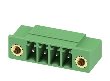 Phoenix Contact MC 1.5/4-GF-3.5-LR Series Pluggable Terminal Block, 4-Contact, 3.5 mm Pitch, 1 Row, 1817631