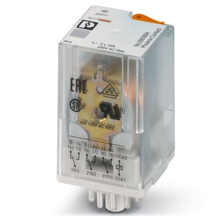 Phoenix Contact PCB Power Relay, 24V ac Coil, 30A Switching Current, 3PDT