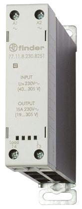 Finder 77 Series Solid State Relay, 15 A Load, DIN Rail Mount, 305 V ac Load, 230V ac Control