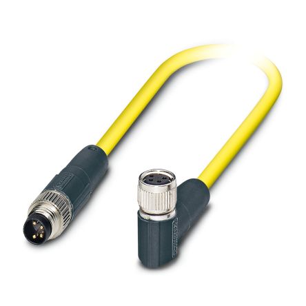 Phoenix Contact Female 4 way M8, Right Angle to Male 4 way M8, Straight Sensor Actuator Cable, 1.5 m