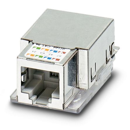 Phoenix Contact VS-08-BU-RJ45-5-F/PK Series RJ45 Connector Female, Snap-in, Cat5, Cat5e Shielded Straight 1 Port 8 Way