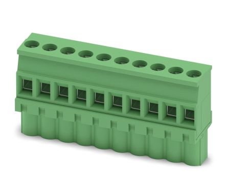 Phoenix Contact MVSTBW 2.5/10-ST Series Pluggable Terminal Block, 10-Contact, 5 mm Pitch, 1 Row, 1792605