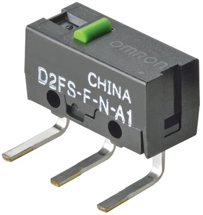 Omron Pin Plunger, Pin Plunger Micro Switch, Left Angle PCB Terminal Terminal, 0.1A, 600 V, 6 V, SPST, IP40, IP40