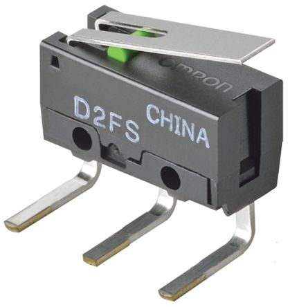 Omron Hinge Lever Micro Switch, Left Angle PCB Terminal Terminal, 0.1A, 600 V ac, 6 V dc, SPST, IP40