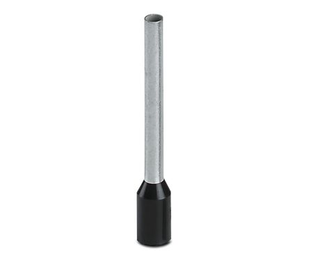 Phoenix Contact, AI1.5 -18 BK Insulated Bootlace Ferrule Kit, 18 mm Pin Length, 1.8 mm Pin Diameter, Black to 16 AWG