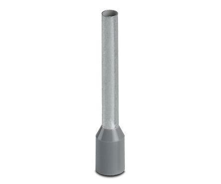 Phoenix Contact, AI2.5 -18 GY Insulated Crimp Bootlace Ferrule, 18 mm Pin Length, 2.3 mm Pin Diameter, Grey to 14 AWG