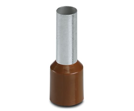 Phoenix Contact, AI 10 -12 BN Insulated Crimp Bootlace Ferrule, 12 mm Pin Length, 4.6 mm Pin Diameter, Brown to 10 AWG