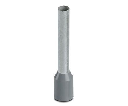 Phoenix Contact, AI4 -18 GY Insulated Crimp Bootlace Ferrule, 18 mm Pin Length, 2.9 mm Pin Diameter, Grey to 12 AWG Wire