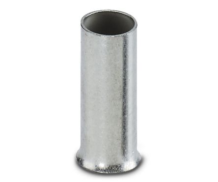 Phoenix Contact, A6 -10 Uninsulated Crimp Bootlace Ferrule, 9 mm Pin Length, 3.5 mm Pin Diameter, Silver to 10 AWG Wire