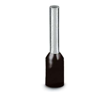 Phoenix Contact, AI Insulated Crimp Bootlace Ferrule, 8 mm Pin Length, 1.8 mm Pin Diameter, Black to 16 AWG Wire Size
