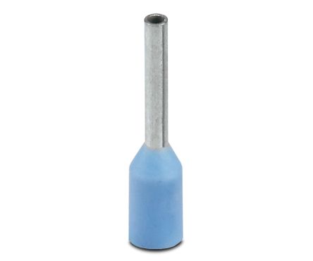 Phoenix Contact, AI Insulated Crimp Bootlace Ferrule, 6 mm Pin Length, 0.8 mm Pin Diameter, Blue to 24 AWG Wire Size