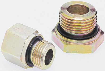 Parker RI3/4EDX1CF Hydraulic Straight Threaded Reducer Male G, Steel, 0.75 in Hose ID