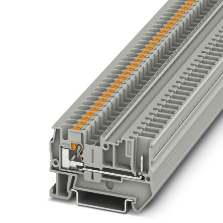 Phoenix Contact 3211937 PT 4/1P Series Feed Through Terminal Block Grey, 0.2mm², 6 mm², 1-Level, Push-in